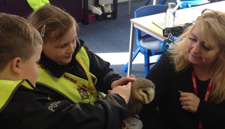Kyra the Barn Owl visits the Mini Police